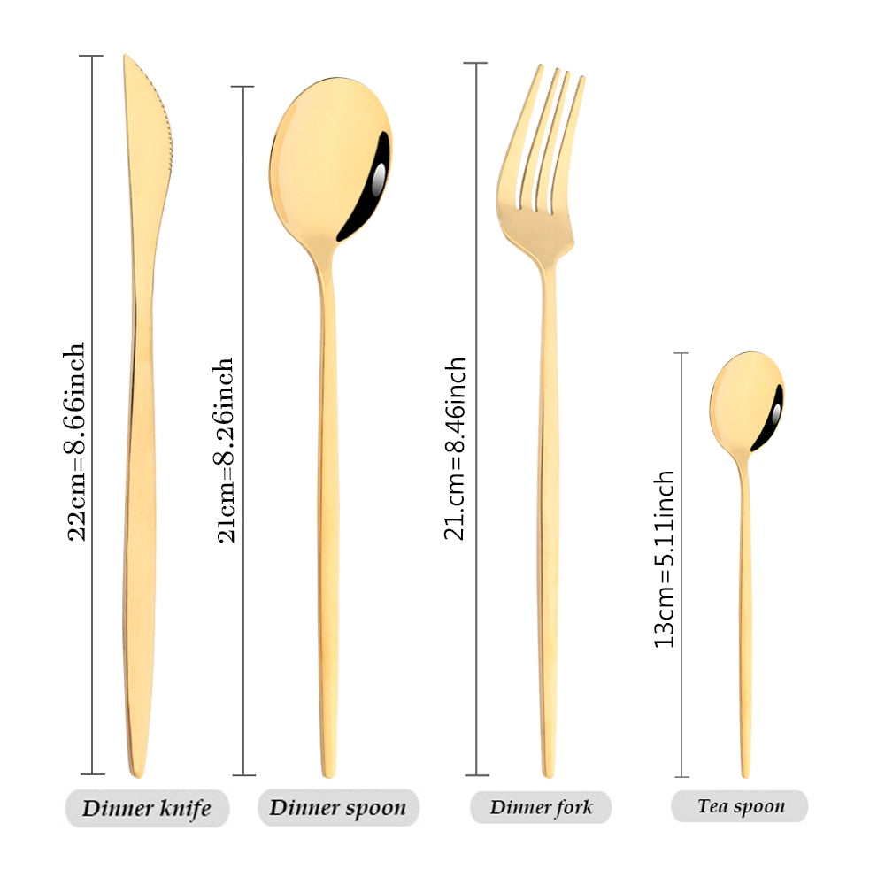 Funki Findz | Cutlery Sets | Gold Stainless Steel Mirror Polish 24 Set