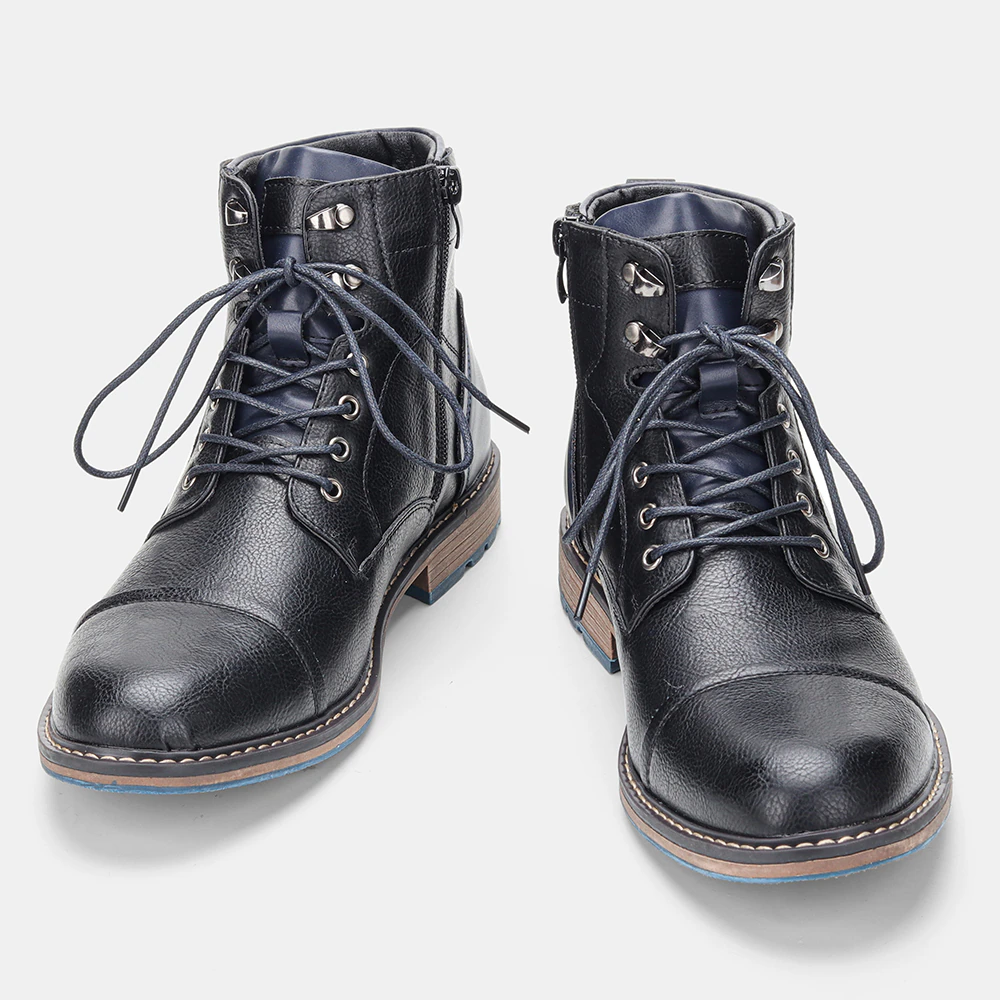 Funki Findz | Boots | Men's Faux Leather Retro Ankle Dress Boot