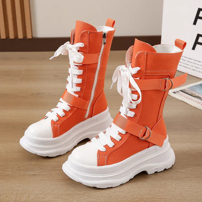 Funki Findz | Boots | Women's Canvas Chunky Platform Boots
