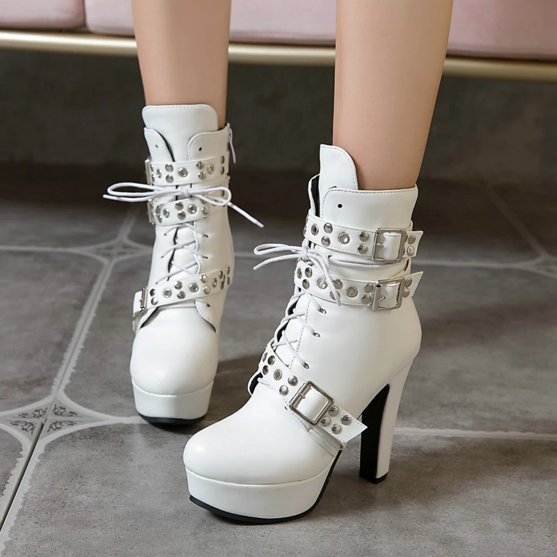 Funki Findz | Boots | Women's Buckle Strap Platform Ankle Boots