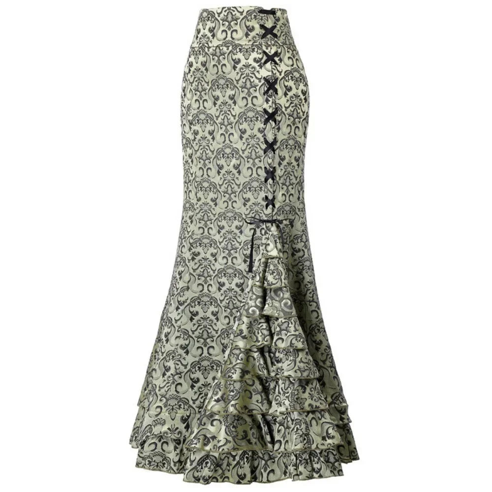 Funki Findz | Skirts | Women's Gothic Vintage Ruffled Long Skirts