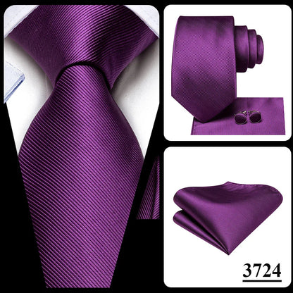 Funki Findz | Neckties | Men's Purple Silk Wedding 3Pcs Tie Set