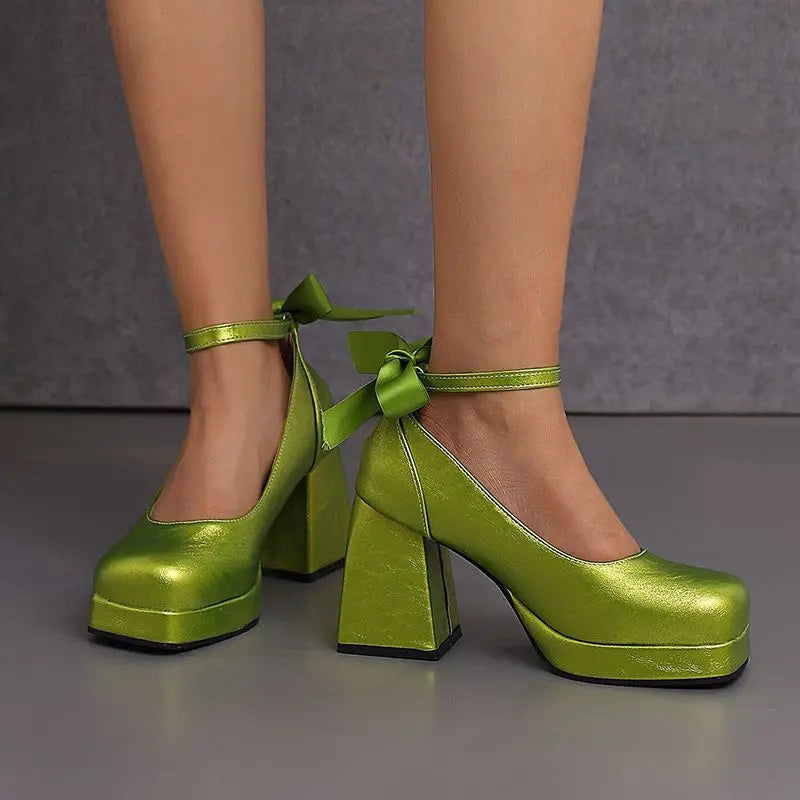 Funki Findz | Shoes | Women's Square Toe Block Heel Platforms
