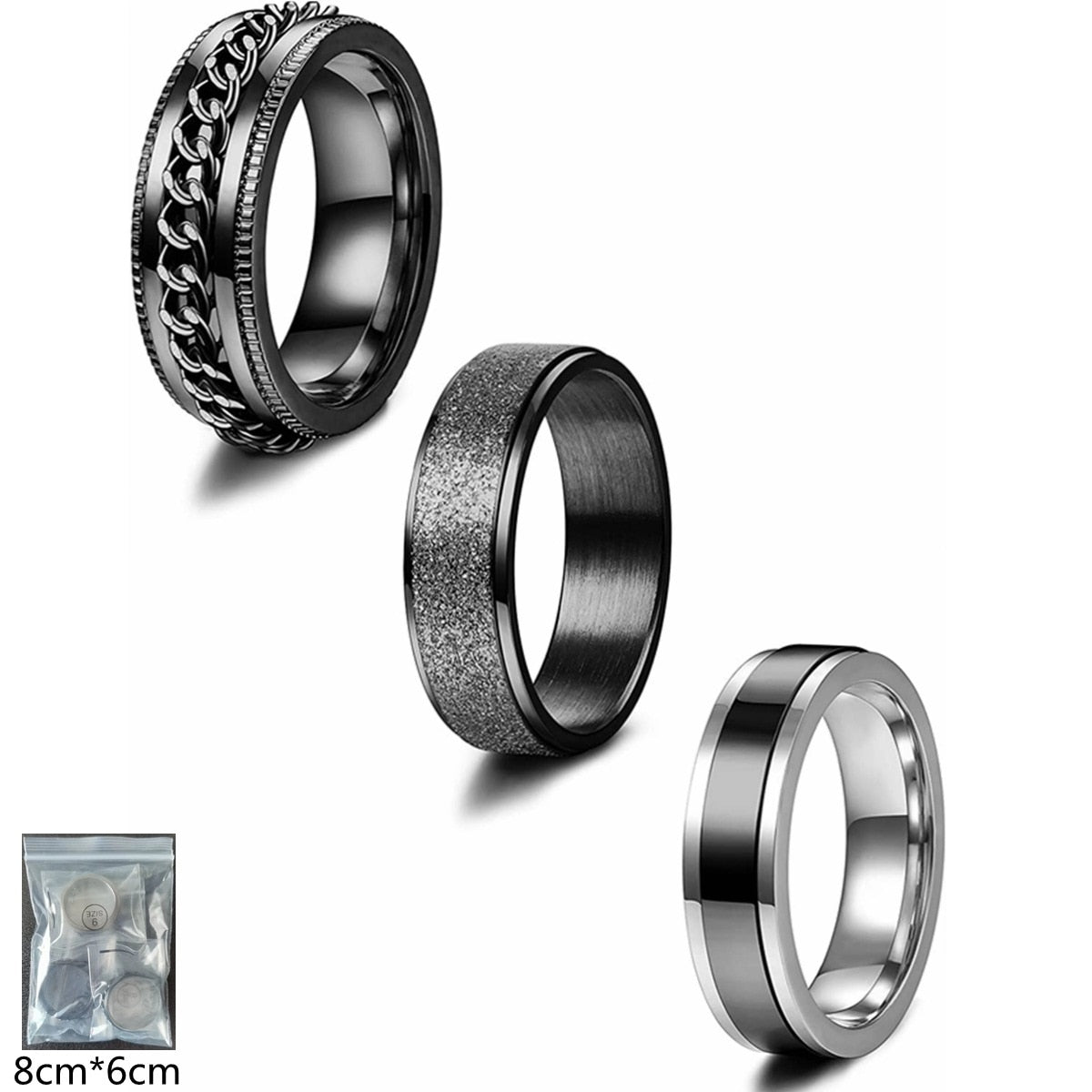Funki Findz | Rings | Unisex Titanium Rotating Spinner Rings x 3
