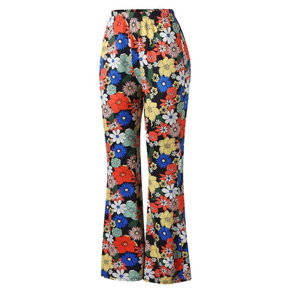 Funki Findz | Pants | Women's Funky Floral Boho Flared Trousers