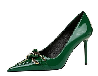 Funki Findz | Shoes | Women's Patent Metal Buckle Luxury Heels