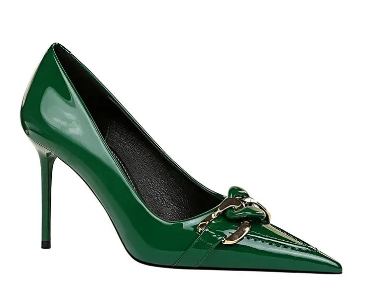 Funki Findz | Shoes | Women's Patent Metal Buckle Luxury Heels