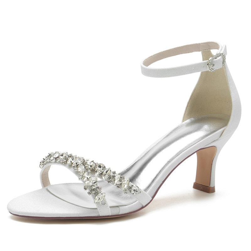 Funki Findz | Shoes | Women's Crystal Mid Heel Wedding Sandal