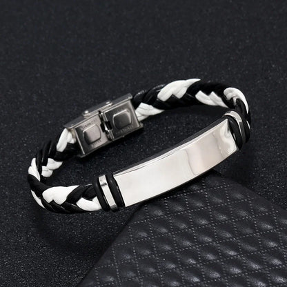 Funki Findz | Bracelets | Unisex Titanium Woven Leather Bracelet