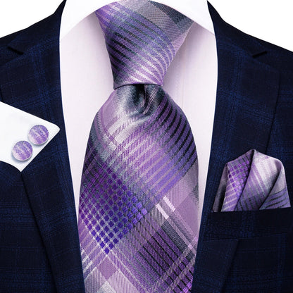 Funki Findz | Neckties | Men's Purple Silk Wedding 3Pcs Tie Set