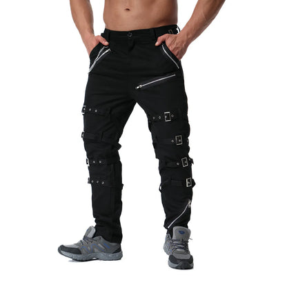 Funki Findz | Pants | Men's Gothic Punk Buckle Strap Zip Pants