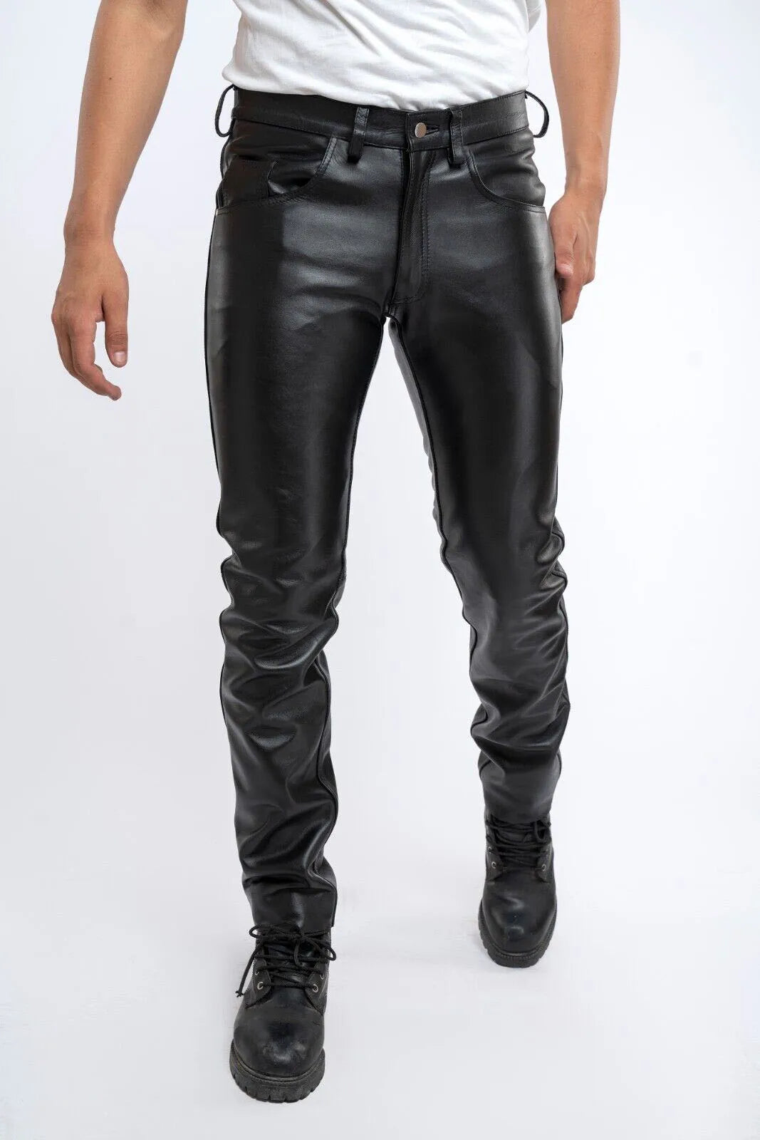 Funki Findz | Pants | Men's Faux Leather Slim Fit Biker Pants
