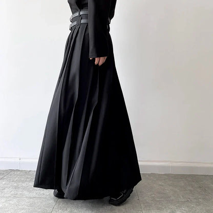 Funki Findz | Skirts | Men's Japanese High Waist Long Pleat Skirt