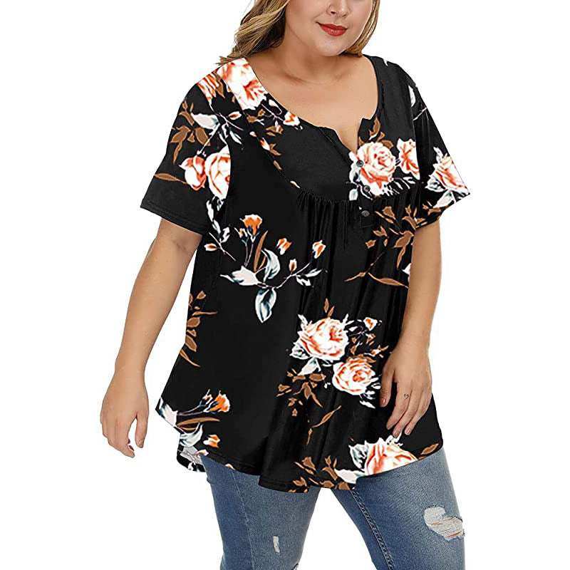 Funki Findz | Shirts | Women's Plus Floral Print Loose Fit Shirts