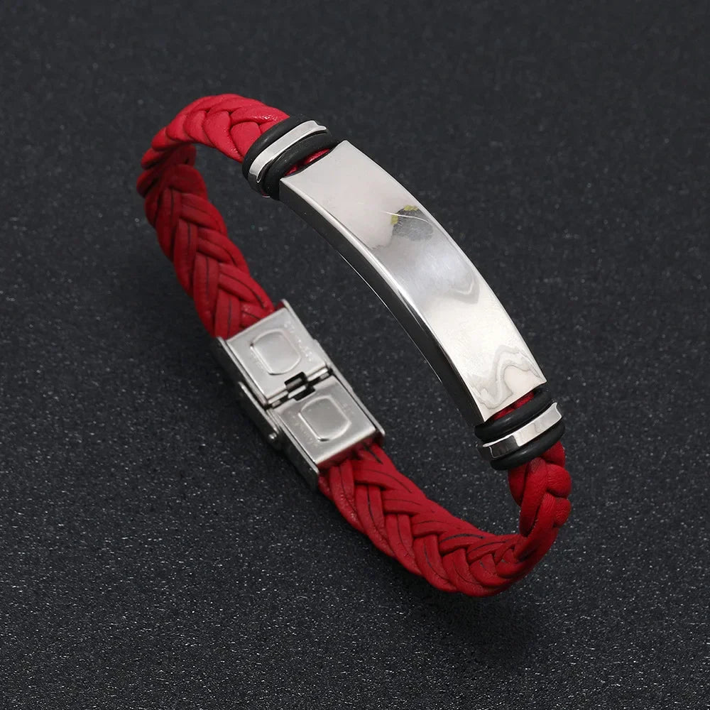 Funki Findz | Bracelets | Unisex Titanium Woven Leather Bracelet
