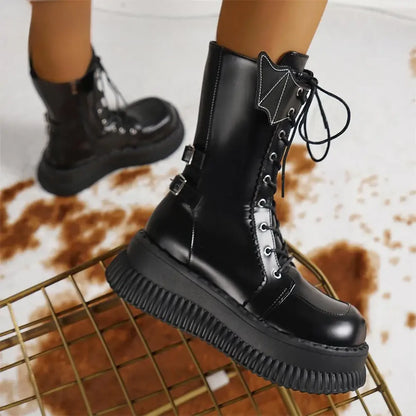 Funki Findz | Boots | Women's Gothic Mid-Calf Platform Boots