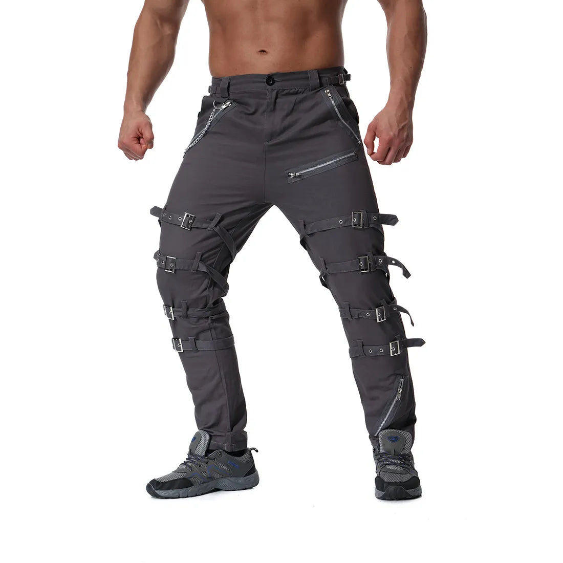 Funki Findz | Pants | Men's Gothic Punk Buckle Strap Zip Pants