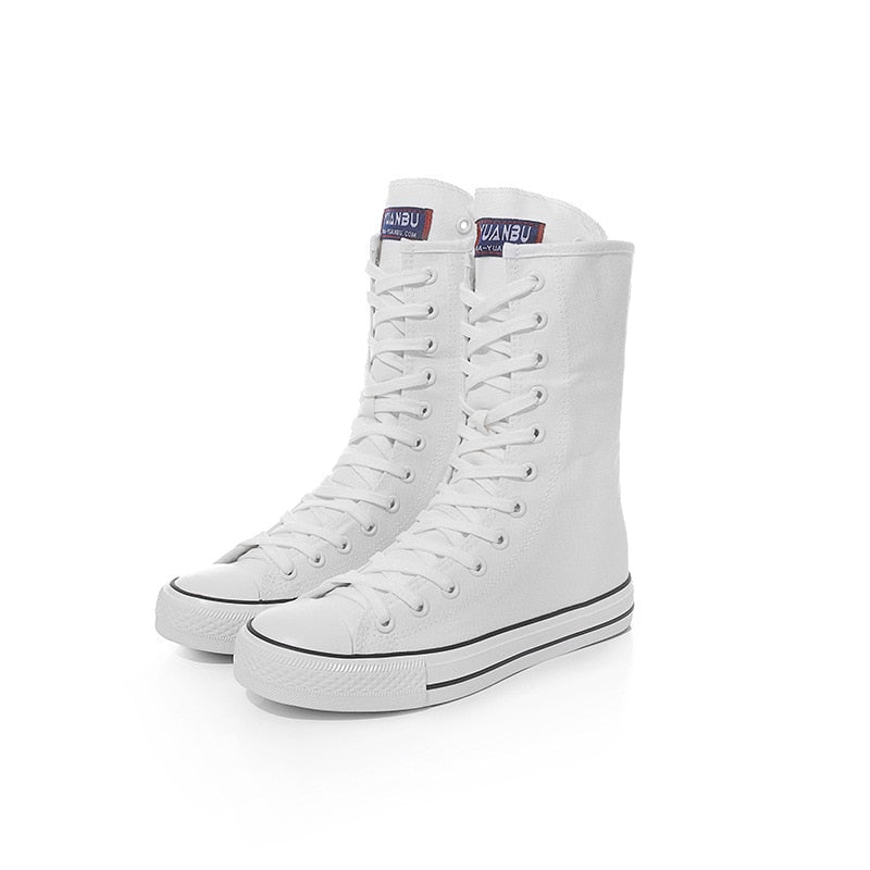 Funki Findz | Boots | Women's Calf-High Flat Canvas Sneakers