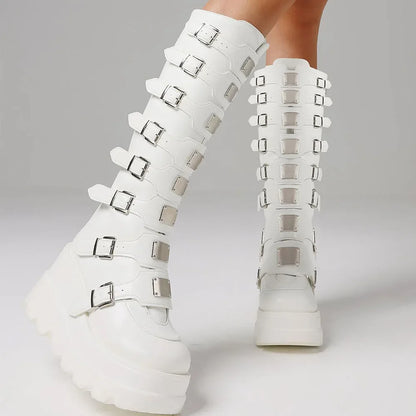 Funki Findz | Boots | Women's Punk Goth Multi Buckle Boots