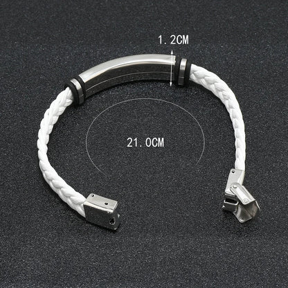 Funki Findz | Bracelets | Unisex Titanium Woven Leather Bracelet