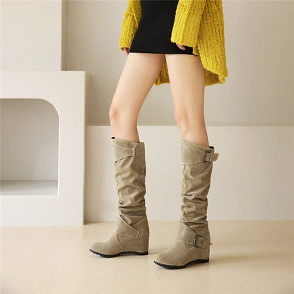 Funki Findz | Boots | Women's Mid-Calf Suede Wedge Boot