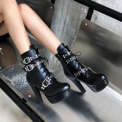 Funki Findz | Boots | Women's Buckle Strap Platform Ankle Boots