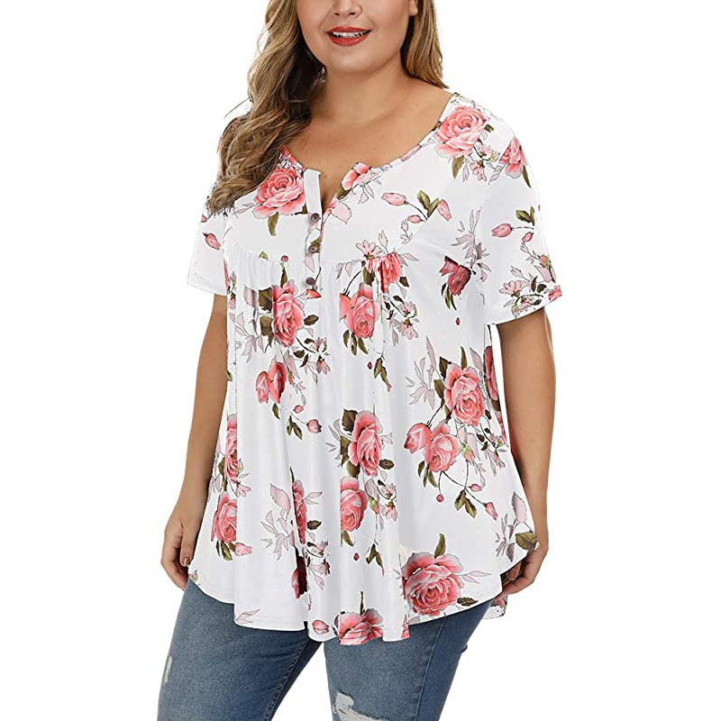Funki Findz | Shirts | Women's Plus Floral Print Loose Fit Shirts