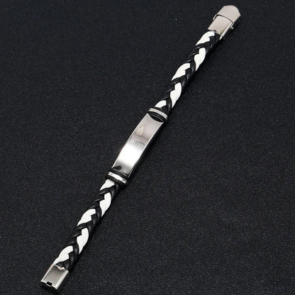 Funki Findz | Bracelets | Unisex Titanium Woven Leather Bracelet