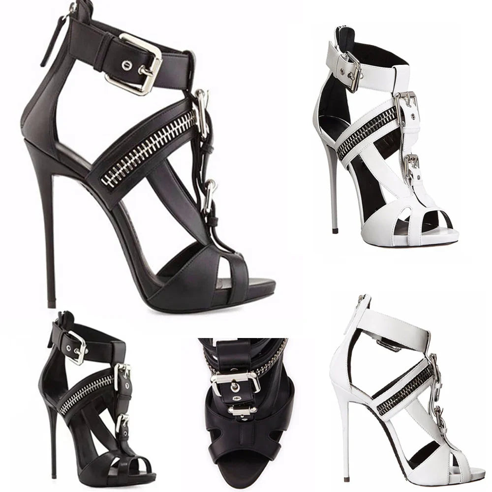 Funki Findz | Shoes | Women's Buckle Strap Zip Stiletto Sandals