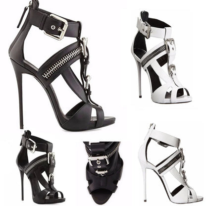 Funki Findz | Shoes | Women's Buckle Strap Zip Stiletto Sandals