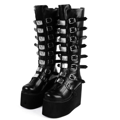 Funki Findz | Boots | Women's High Platform Wedge Buckle Boot