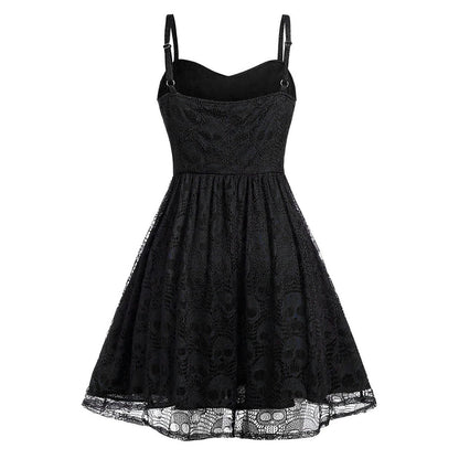 Funki Findz | Dresses | Women's Gothic Skull Lace Mini Dress