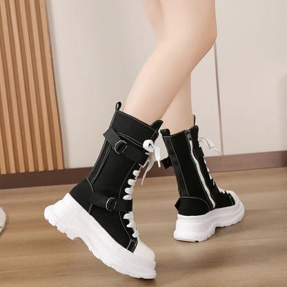 Funki Findz | Boots | Women's Canvas Chunky Platform Boots
