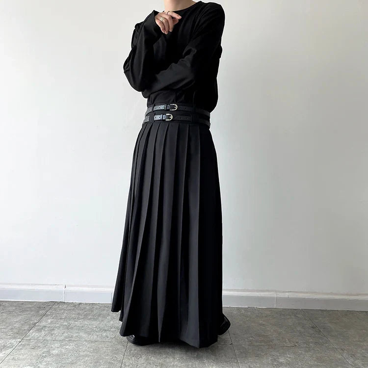 Funki Findz | Skirts | Men's Japanese High Waist Long Pleat Skirt