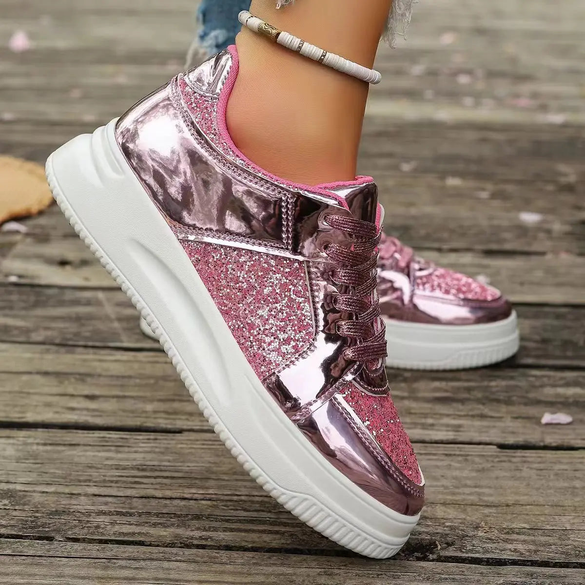 Funki Findz | Shoes | Women's Gold Sequins Platform Sneakers
