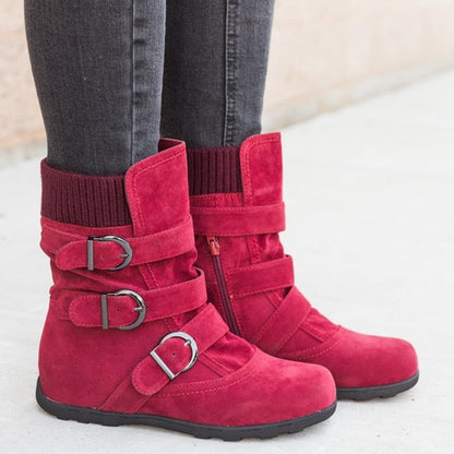 Funki Findz | Boots | Women's Buckled Suede Snow Ankle Boots