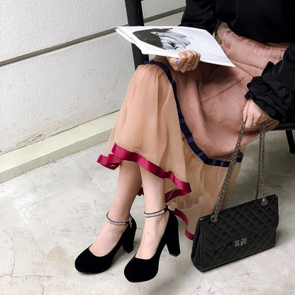 Funki Findz | Shoes | Women's Velvet Flock Platform Mary Janes