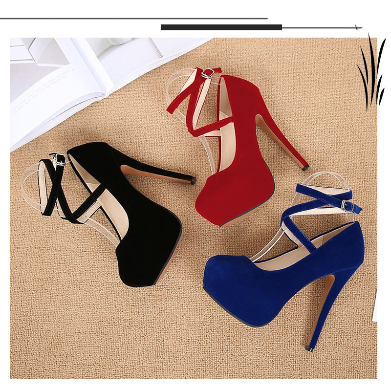Funki Findz | Shoes | Women's Super High Cross Strap Platforms