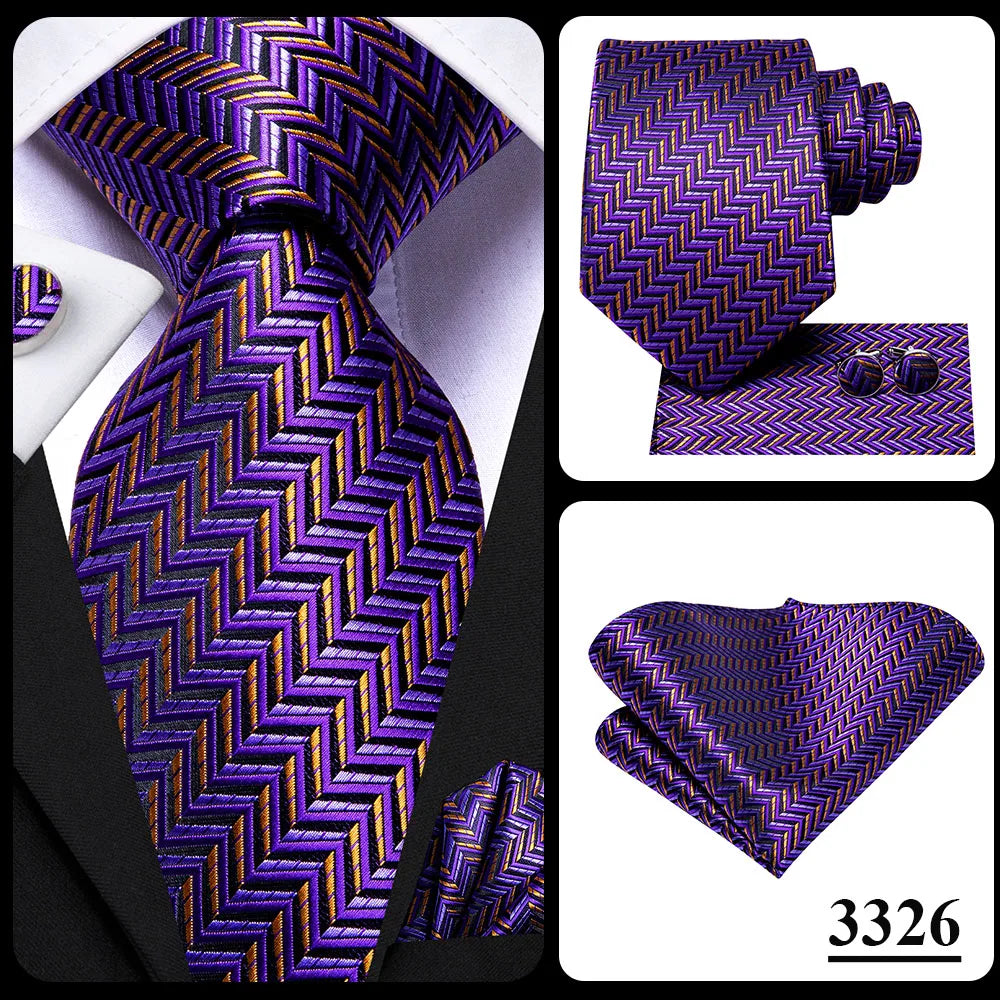 Funki Findz | Neckties | Men's Purple Silk Wedding 3Pcs Tie Set