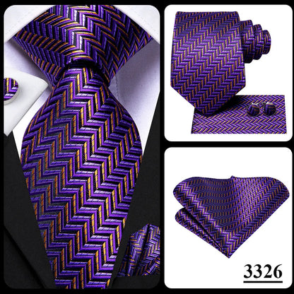 Funki Findz | Neckties | Men's Purple Silk Wedding 3Pcs Tie Set