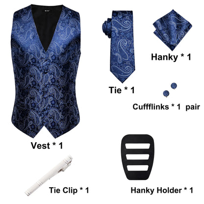 Funki Findz | Vests | Men's Formal 4 Pcs Silk Slim Waistcoat Sets