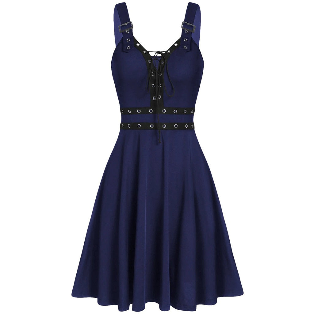 Funki Findz | Dresses | Women's Gothic Lace Up Mini Dress