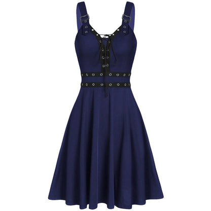 Funki Findz | Dresses | Women's Gothic Lace Up Mini Dress