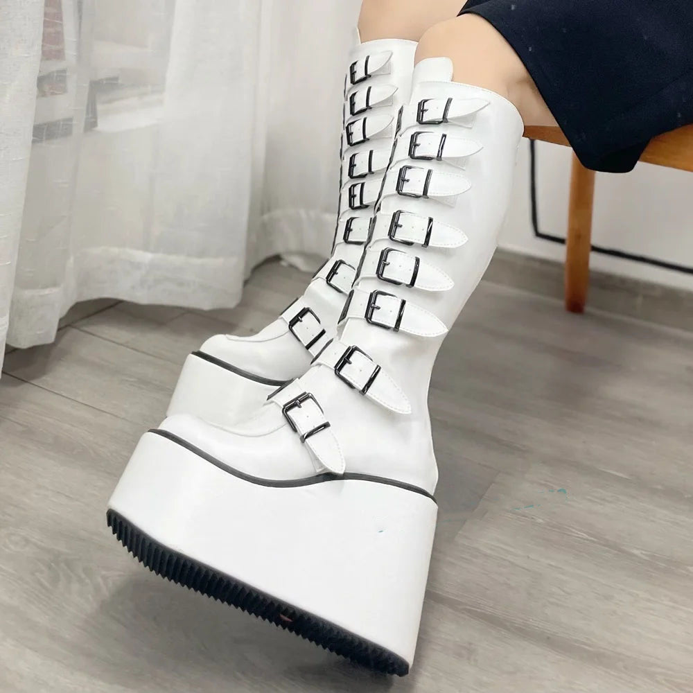 Funki Findz | Boots | Women's Metal Buckle Platform Y2K Wedge