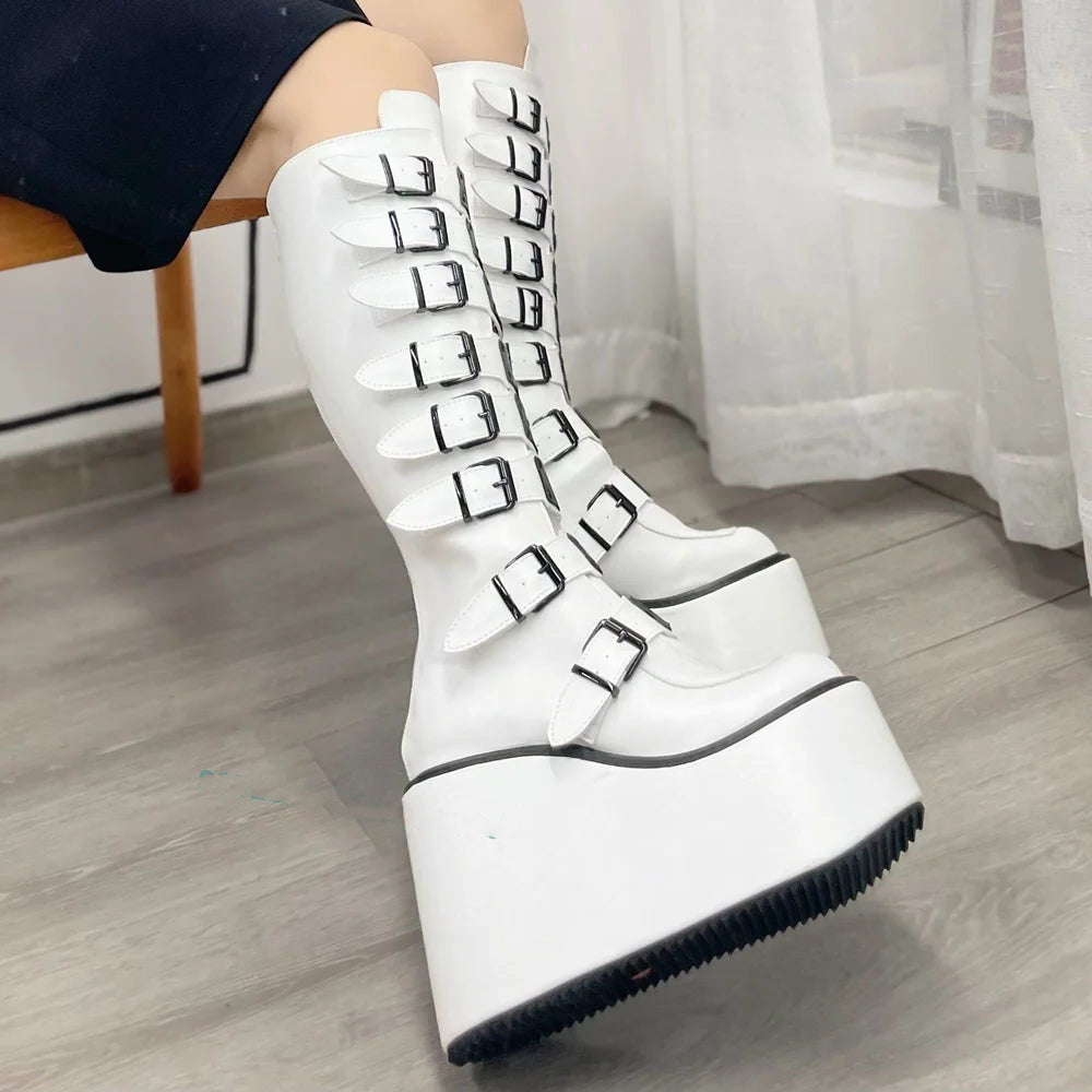 Funki Findz | Boots | Women's Metal Buckle Platform Y2K Wedge
