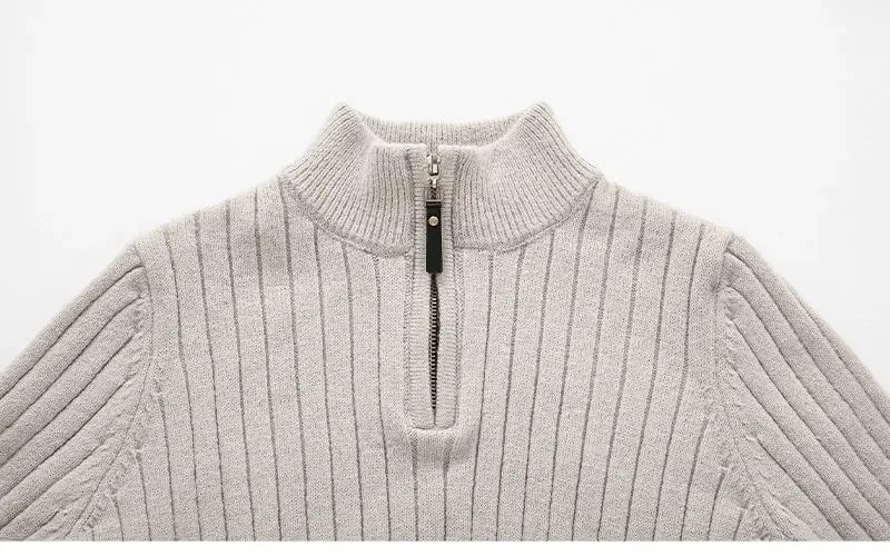 Funki Findz | Sweaters | Men's Mock Neck Vertical Stripe Pullover