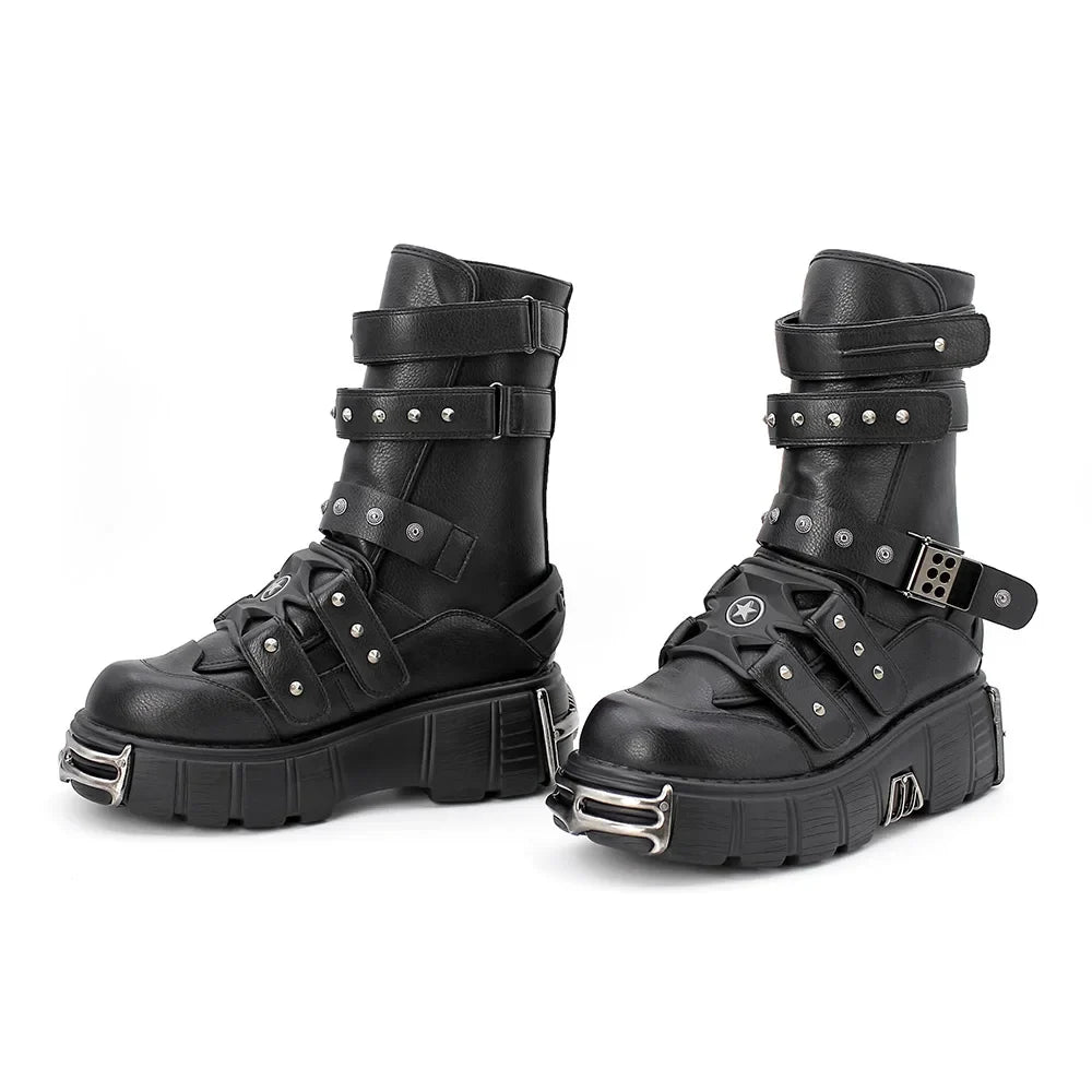 Funki Findz | Boots | Women's Gothic Punk Buckle Strap Boots
