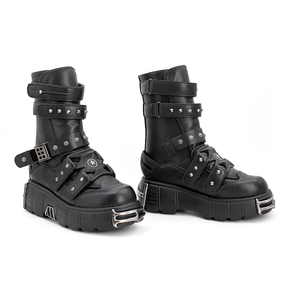 Funki Findz | Boots | Women's Gothic Punk Buckle Strap Boots