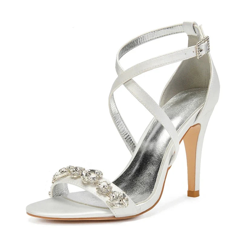Funki Findz | Shoes | Women's Luxury Satin Crystal Bridal Sandals