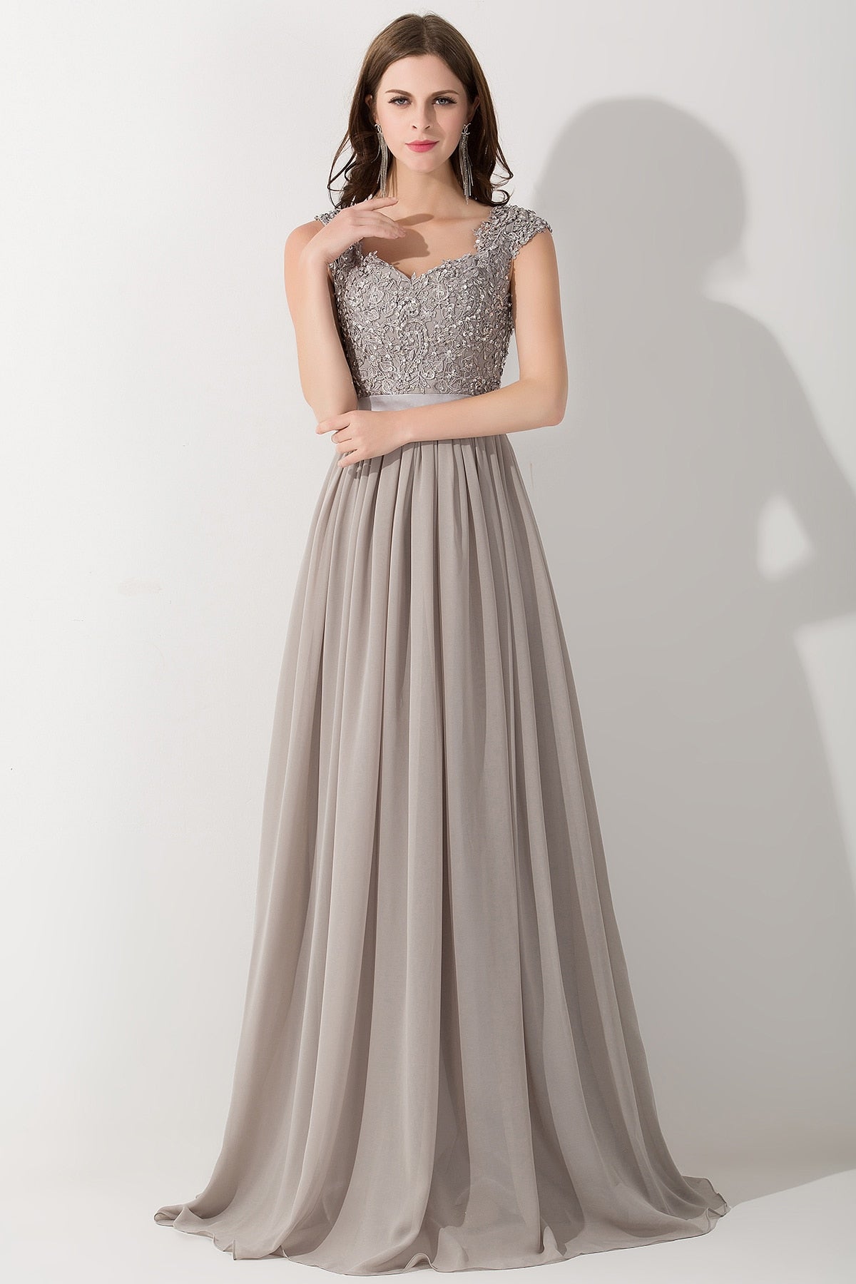 Funki Findz | Dresses | Women's Long Chiffon Satin Lace Dress